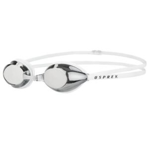 Osprey Kids Pro Race Schwimmbrille - Weiß - Verspiegelte Gläser - Anti-Fog - UV-Schutz - Inklusive Aufbewahrungsbox