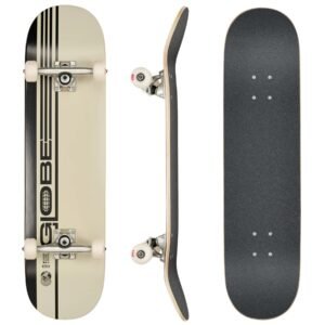 Globe G0 Strype Hard 8.0 skateboard bovenaanzicht Black Off-White