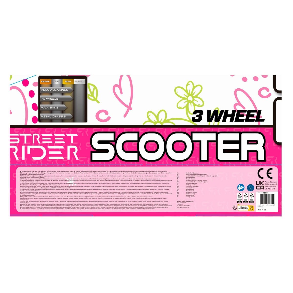 Street Rider 3-Wiel Kinderstep – Verstelbaar Stuur – Roze of Blauw – Vanaf 3 Jaar – Bild 9