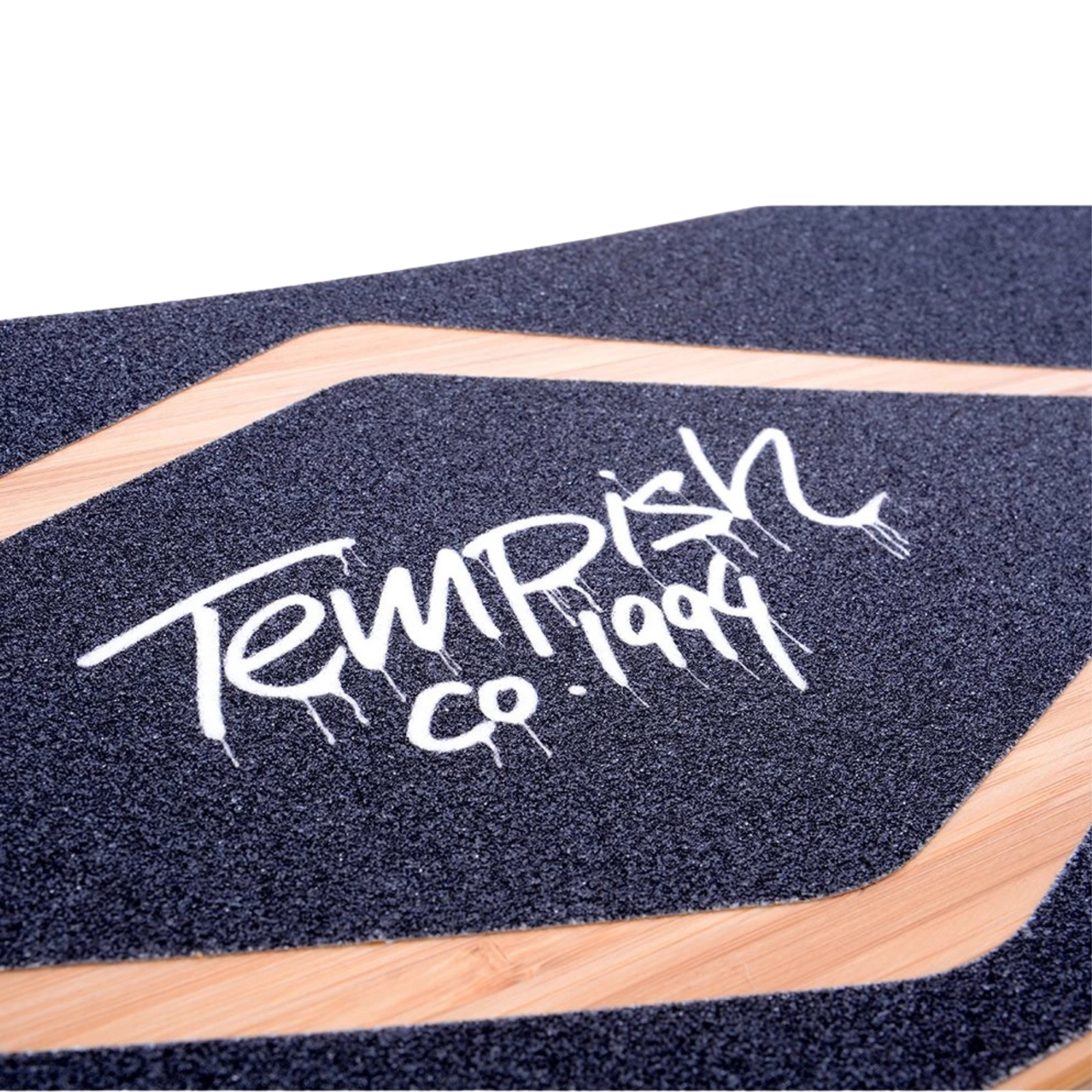 Tempish Frogman longboard – bovenaanzicht met zwart gripdeck en houten kern.
