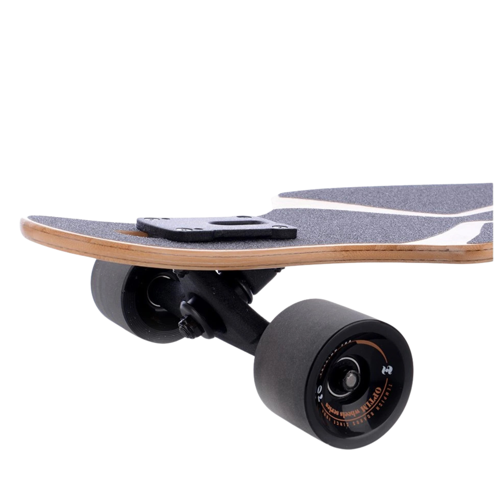 Tempish Frogman longboard – wieldetail met zachte cruiserwielen voor soepel rijden.