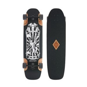Tempish Amar Longboard bovenaanzicht zwarte griptape en natuurlijke houtnerf