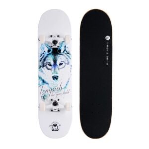 Tempish Blue Wolf skateboard bovenaanzicht met griptape